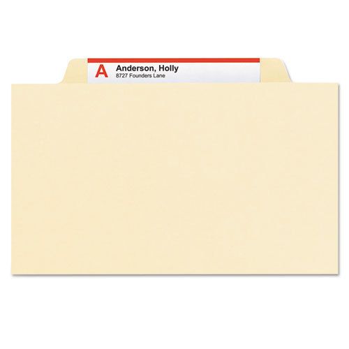 Manila classification folders with 2/5 right tab, legal, four-section, 10/box for sale