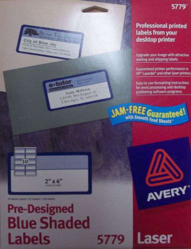 NEW Avery 5779 Blue Shaded Shipping Labels for Laser Printers - 2x4 - 250 Labels