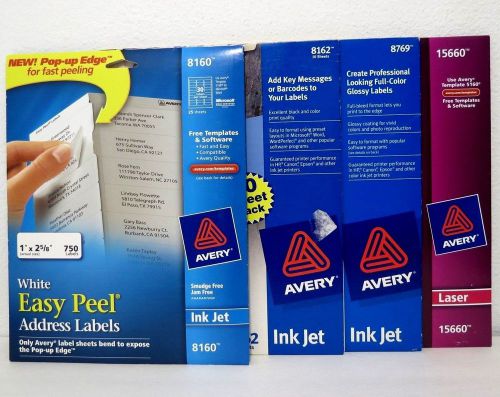 Lot with New Avery Easy Peel White Address Labels 8160 &amp; extras