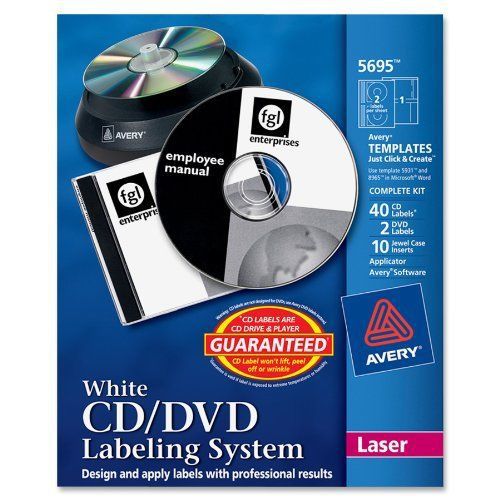Avery Matte White Film Dvd Labeling System - White - 1 / Kit (5695)