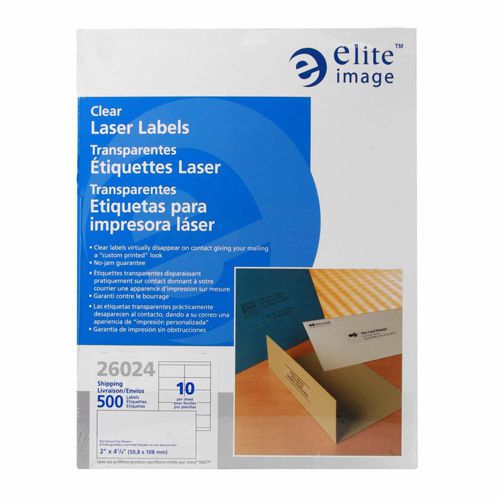 Elite Image Label Laser 2 X 4 1/4 Clear. Sold as 1 Pack