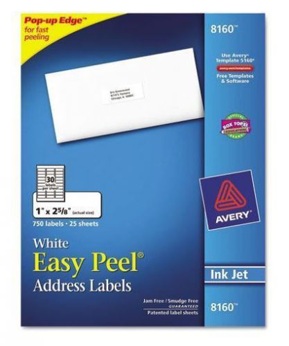 Avery 8160 Inkjet Labels, Mailing, 1&#034;x2-5/8&#034;, 750/PK, White Lot of 4 3000 Total