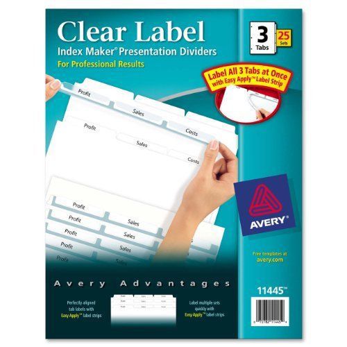 Avery Index Maker Clear Label Divider - Blank - 8.50&#034; X 11&#034; - 75 / (ave11445)