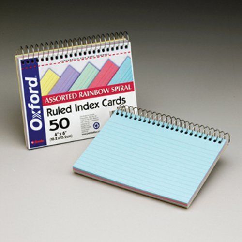 Oxford spiral-bound 4&#034; x 6&#034; index cards - 50 card - ruled - 6&#034; x 4&#034; - (ess40286) for sale