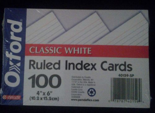 Oxford White Ruled Index Cards 4&#034; x 6&#034;, 100/PK