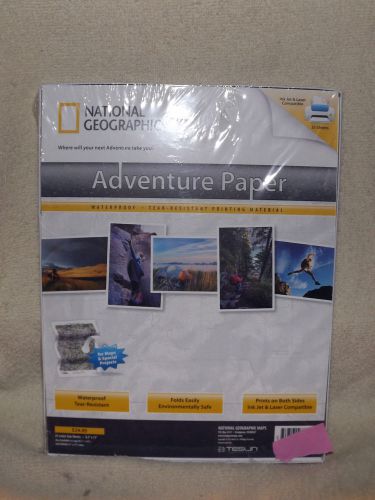 NATIONAL GEOGRAPHIC ADVENTURE PAPER 25 SHEETS WATERPROOF  8.5&#034; X 11&#034;