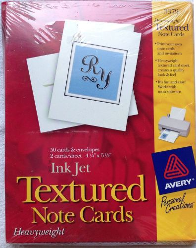 Avery 3379 TEXTURED NOTE CARDS, Heavyweight, Ink Jet, 50 Cards &amp; Envelopes, NEW
