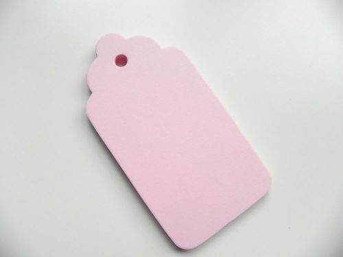 25 LARGE Light Pink Scallop Gift Tags Blank 80 lb. 2.25 x 4.5 Plain DIY Handmade