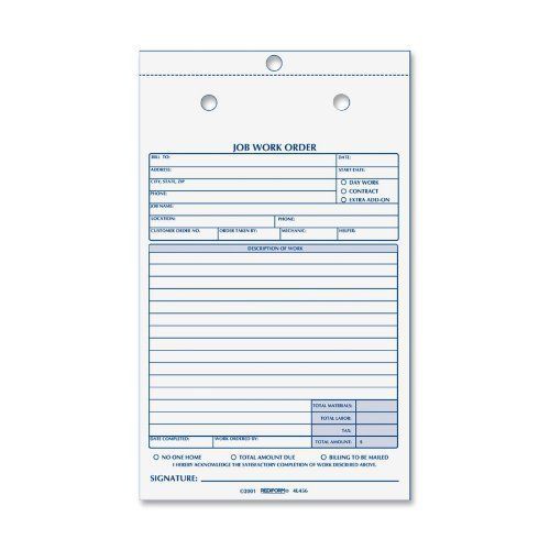 Rediform Job Work Order Book - 50 Sheet[s] - 2 Part - Carbonless - 8.50&#034; (4l456)