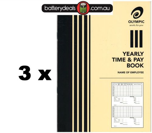 3 x Olympic Yearly Time and pay wages book A5 32 pages 210 x 148 140583 Wages