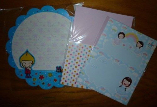 LOT Letter writing stationery set cute fancy paper Korea Angels, Die cut, Dots