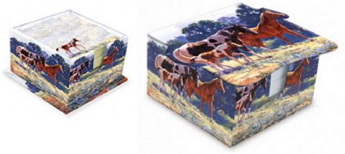 Memo Box with Note Paper &amp; Sticky Note Box - April Breezes Featuring Horses