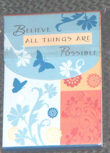 NOTEPAD MAGNETIC CLOSURE 75 SHEETS &#034;BELIEVE ALL THINGS ARE POSSIBLE&#034; PARTY FAVOR