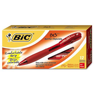 BU3 Retractable Ballpoint Pen, 1.0 mm, Red