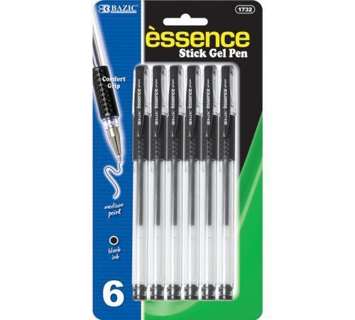 NEW Bazic Essence Gel-Pen with Cushion Grip  Black  6 per Pack (Case of 144)