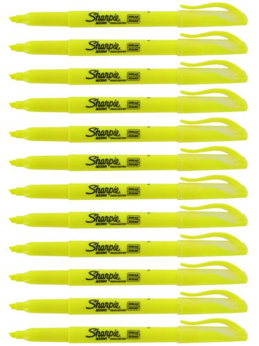 Sharpie accent pocket highlighters, fluorescent yellow , chisel tip, dozen for sale