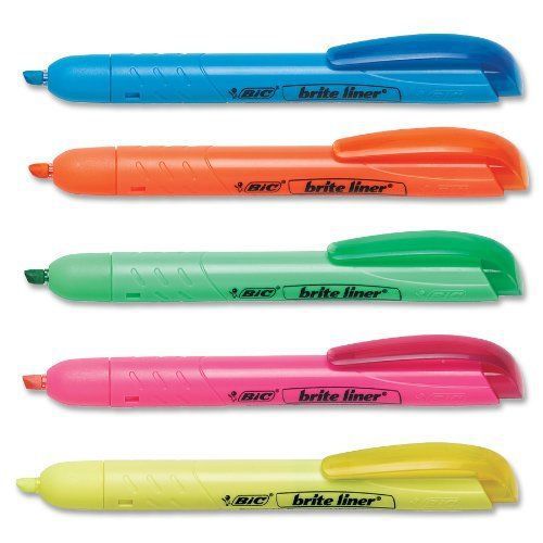 Bic Retractable Highlighter - Chisel Marker Point Style - Assorted (blrp51ast)
