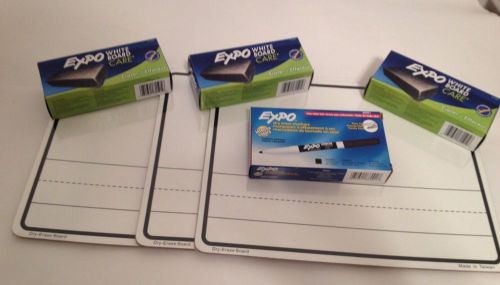 NEW 3 primary whiteboards/3 Expo erasers/box if 12 low order Expo markers $13.99