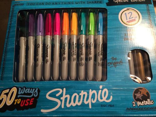 SHARPIE PERMANENT MARKER 12 COUNT FINE POINT &amp; SPECIAL EDITION 2 METALLIC NEW