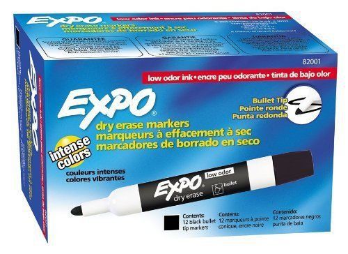Expo Dry Erase Markers - Bullet Marker Point Style - Black Ink (82001_40)