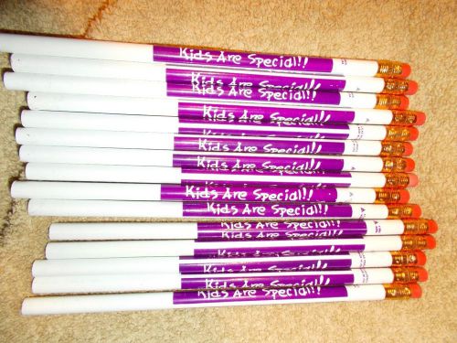 Set of 15 Wooden #2 pencils Kids are Special purple, and white