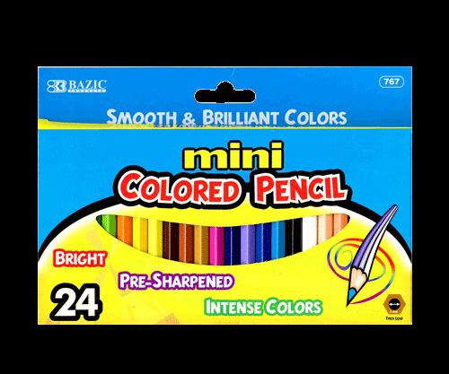BAZIC 24 Mini Color Pencil, Case of 24