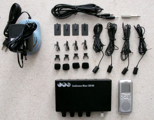 Sanyo four microphones, conference mixer and digital audio recorder package for sale