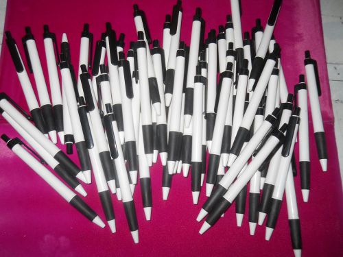 ++LOT of 500 White Pens, Black Trim, Black Ink.  NON-IMPRINTED, First Quality++