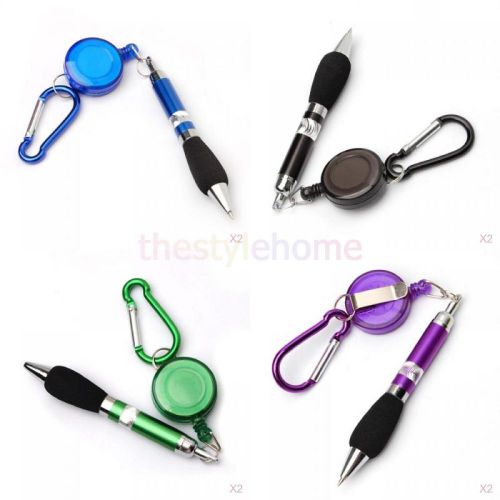 8pcs Retractable 4-color Scoring Pens Badge Reel Belt Clip Carabiner Keyrings