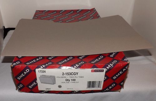 (2 Boxes of 100) SMEAD 17334 Legal Size Two-Pli Tab Third Cut Gray FILE FOLDERS