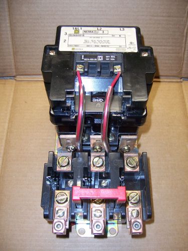 Square d 8536seg1s size 3 motor starter 120v coil 90 amp 50hp @ 600v 3 phase for sale