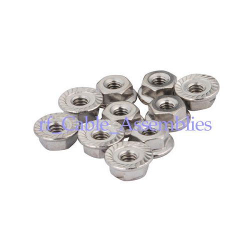 100x New Stainless Steel serrated flange hex lock nuts #10-24 High Quality