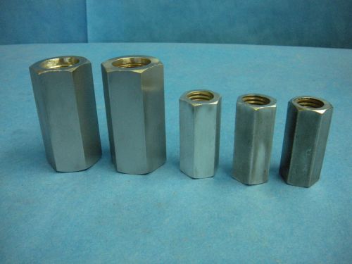 1&#034; x 3&#034;, 3/4&#034; x 2-1/4&#034; hex nut threaded coupler lot of 5 for sale