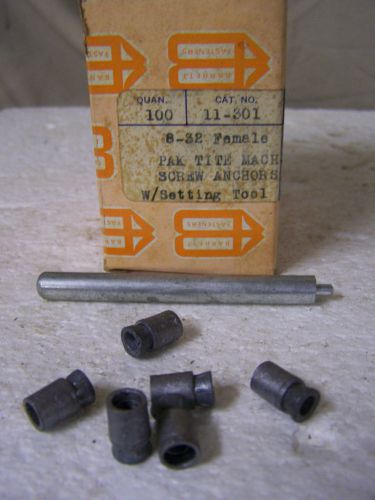 8-32 machine screw anchors w/ striking tool barrett mfg. co., zinc alloy qty 100 for sale