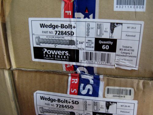 Powers 7284sd wedge bolt concrete anchors 3/4&#034; x 5 &#034;  brand new in box 60 for sale