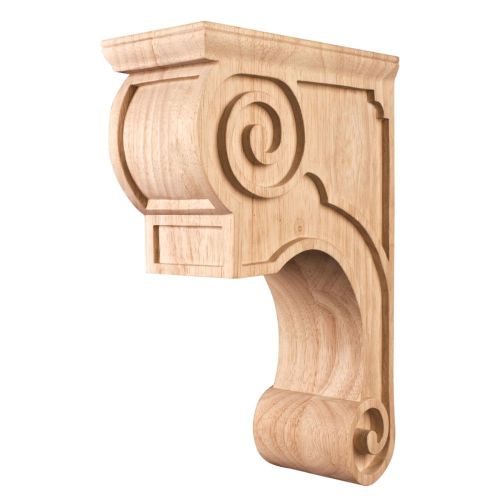 Hand Carved Wood Corbel -3-3/8&#034; x  8&#034; x  11-3/4&#034; - # CORT-P
