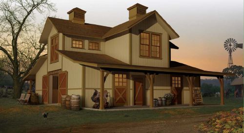 NUEQUESTRIAN Horse Barn With Hayloft  - 4 Stall, 2 Porches