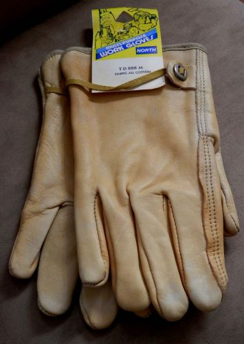 NEW Vintage NORTH Thick Leather Hide Work Gloves &#034;Cotton Lined&#034; USA Size L LARGE
