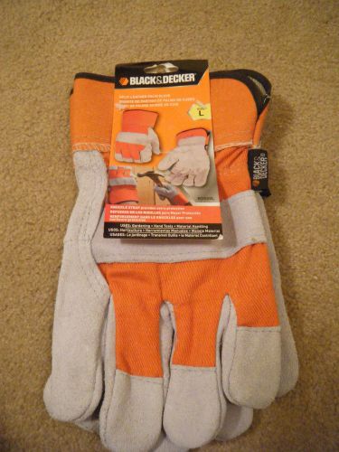 Black and Decker Split Leather Palm Glove Size large NEW