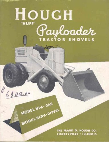 1950 Hough Model HLA HLDA Payloader Tractor Loader Shovel Brochure wu5610