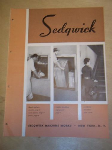 Vtg Sedgwick Machine Works Brochure~Residence/Freight Elevators~Catalog