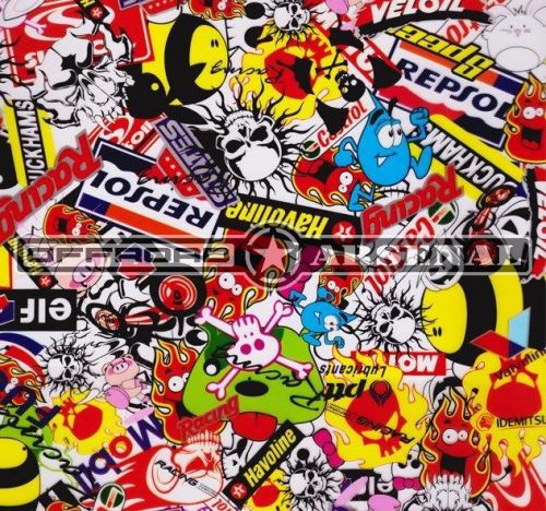 HYDROGRAPHIC WATER TRANSFER HYDRO DIPP FILM HYDRODIP BOMB STICKER COLLAGE LOGO