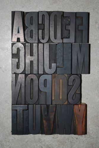 Vintage / Antique Letterpress Wood Printer&#039;s Type 22 blocks, 2&#034; tall, 12 line