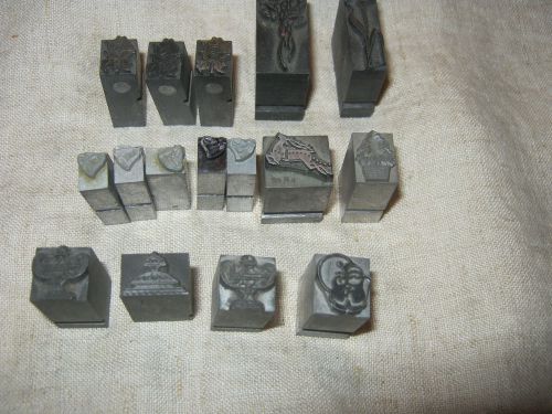 15 LEAD PRINT BLOCK-  BELL, TREES, FLOWERS, TOPPERS