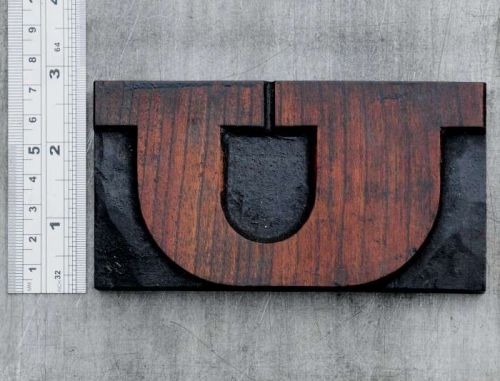 letter &#034;U&#034; wide bold letterpress wood block wonderful patina alphabet antique