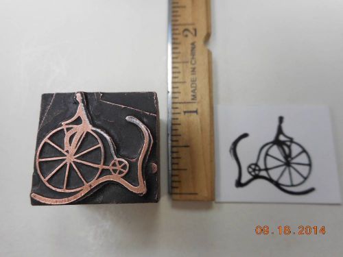 Printing Letterpress Printers Block, Ornament, High Wheel Bicycle w Rider