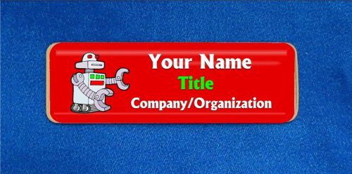 Robot red custom personalized name tag badge id robotics technician team for sale