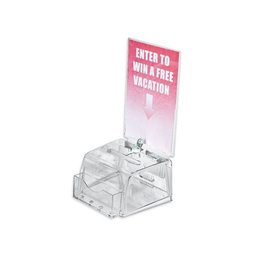 Azar 206008 small molded suggestion box with pocket lock and key, clear for sale