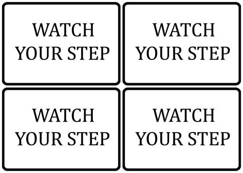 USA Made 4 Pack Signs Watch Your Step White Sign Safety Step Up + Down Stars s95