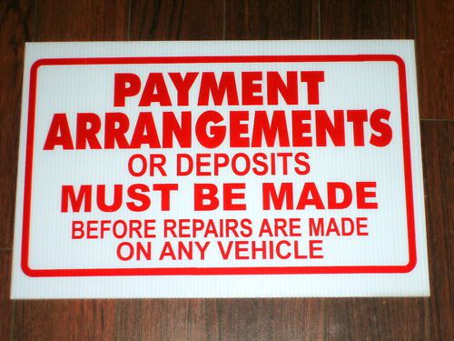 Auto Repair Shop Sign: Payment Arrangements